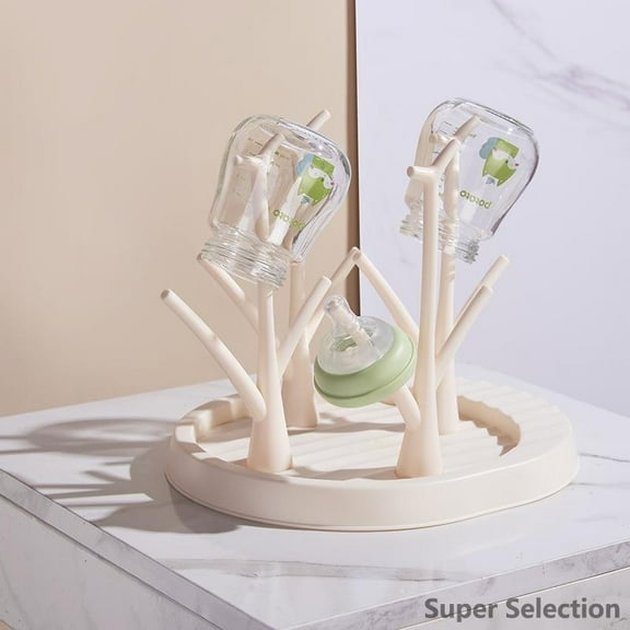 Baby Bottle Drying Rack, Tree-Shaped Drying Stand With Removable Branches For Organizing Baby Bottles, Pacifiers, Breast Pump Parts, Utensils, Space Saving, BPA-Free,Beige,funny