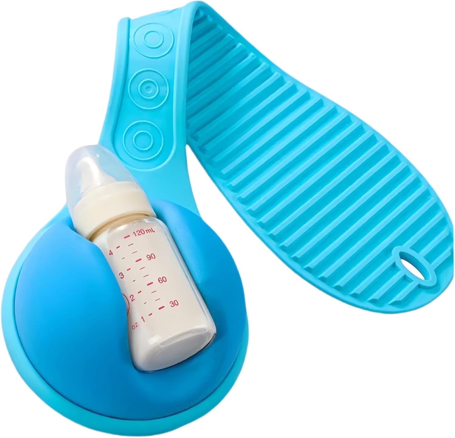 Rqgbe Baby Bottle Holder Hands Free, Anti-Shedding and Anti-Slip, Soft Silicone, Blue