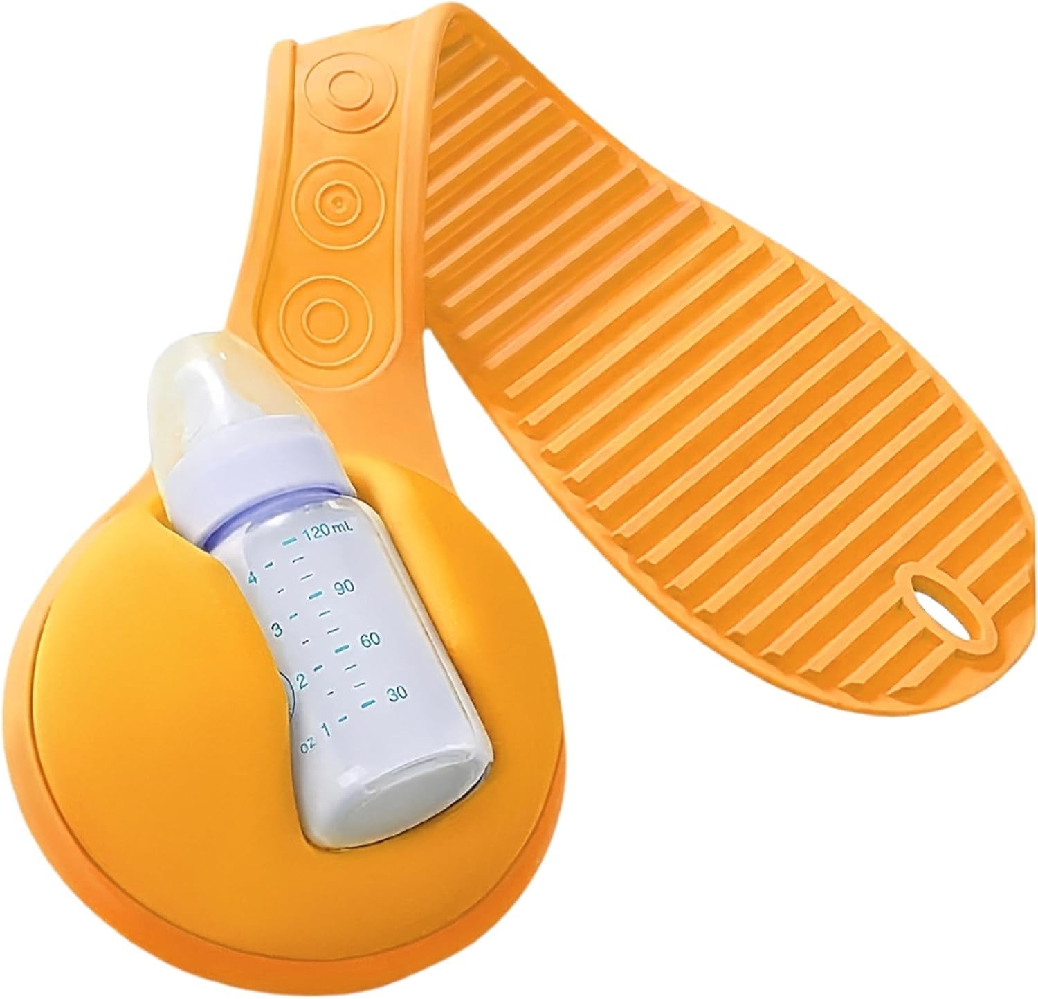 Baby Bottle Holder Hands Free Anti-Shedding Anti-Slip Soft Silicone Orange