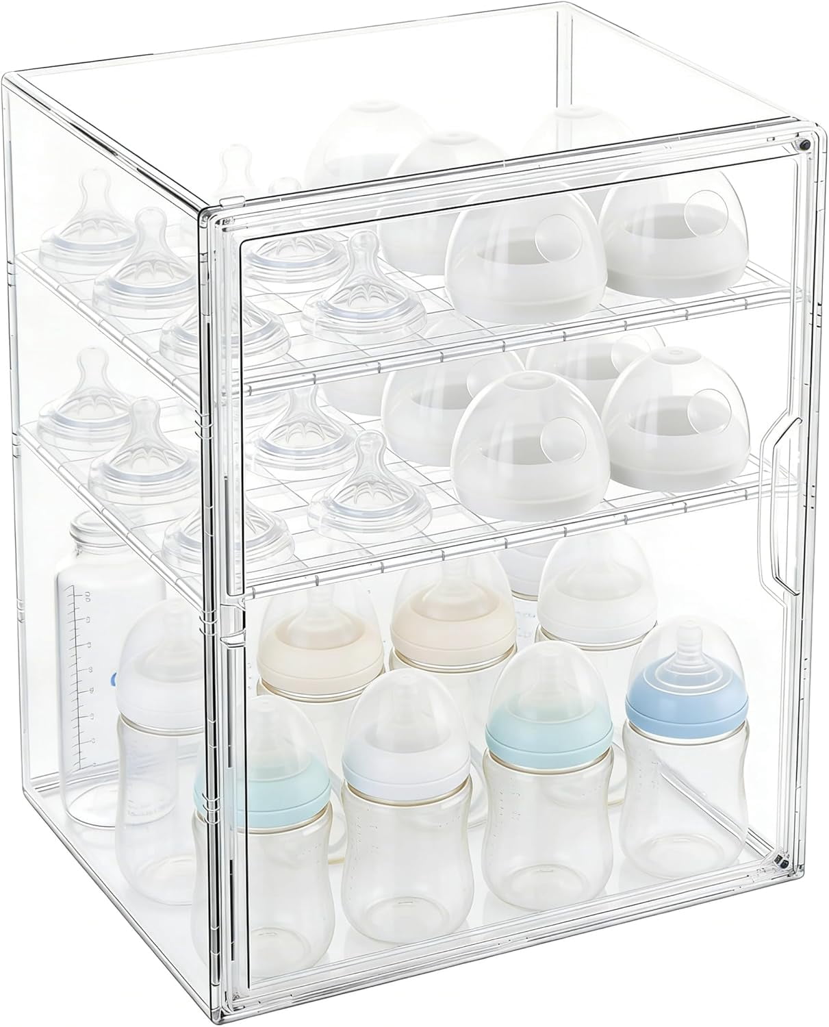 Baby Bottle Organizer, 3 Tiers Adjustable Clear Acrylic Storage Station ...