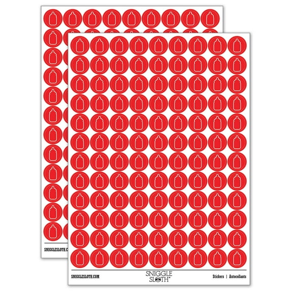 Baby Bottle Outline 200+ Round Stickers - Red - Matte Finish - 0.50" Size