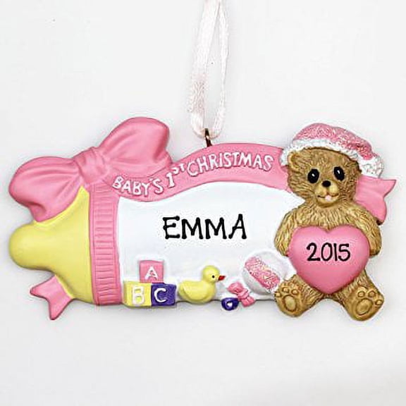 Baby Bottle Pink Personalized Christmas Ornament DO-IT-YOURSELF