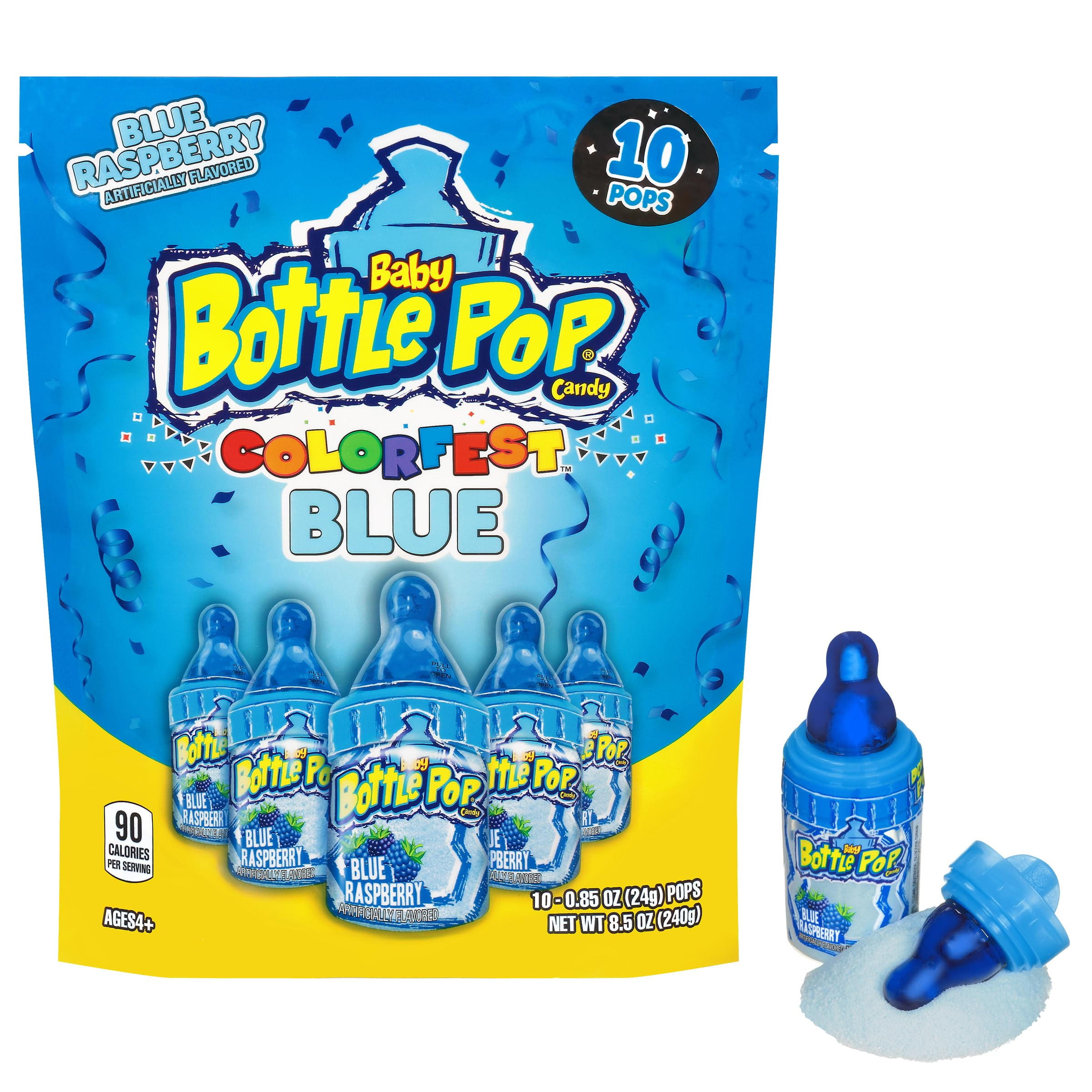 Baby Bottle Pop Candy BCF26 Blue Lollipops, 10 Lollipops with Dipping