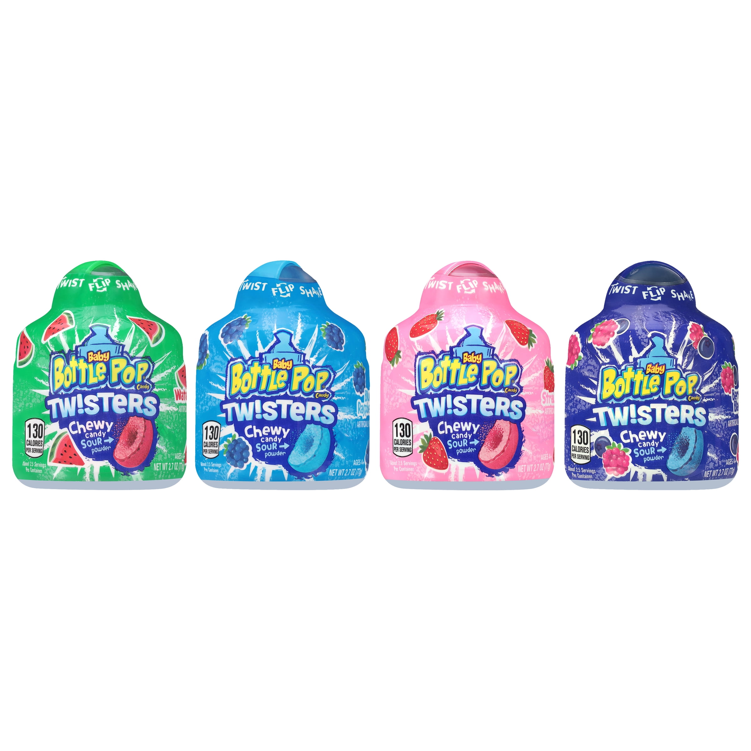 Baby Bottle Pop, Twisters, Assorted Fruity Flavors, Chewy Candy, 2.7 oz, Bottle