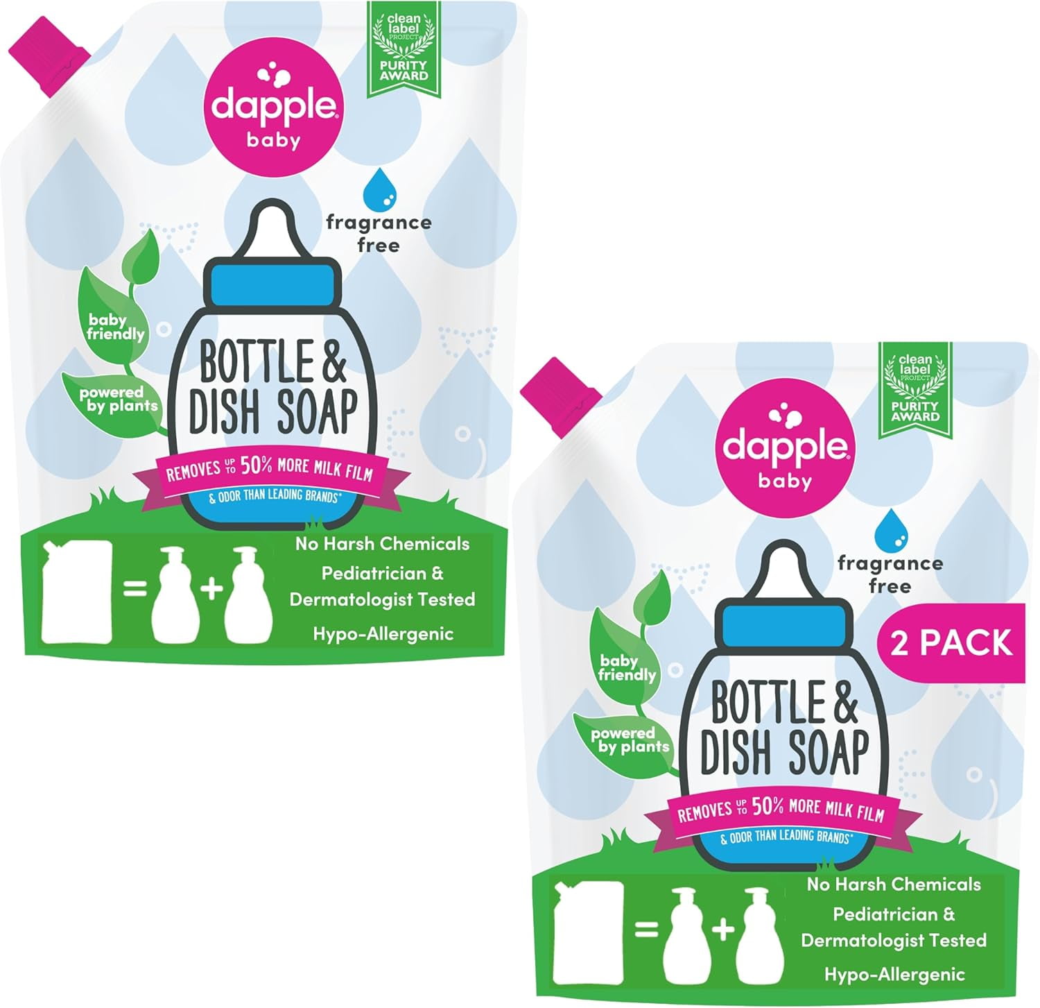 Baby Bottle Soap, Hypoallergenic Dish Soap for Baby Bottles, Powered by Plants, Fragrance Free, 34 Fl Oz (Pack of 2)