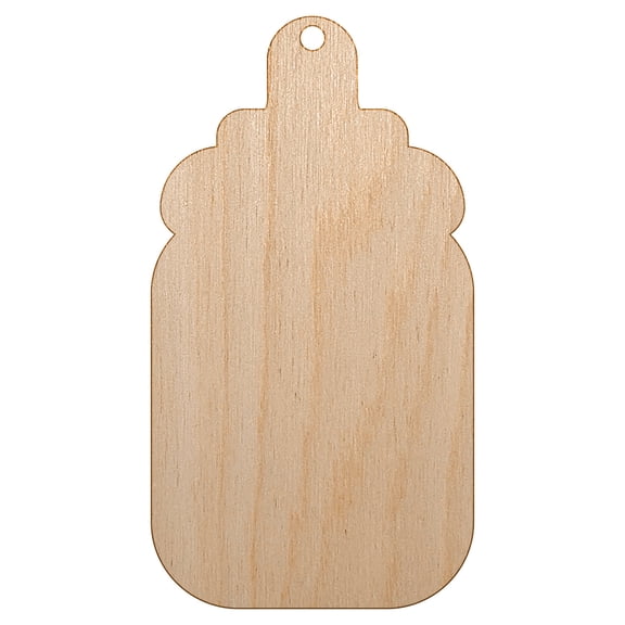 Baby Bottle Solid Wood Holiday Christmas Tree Ornament Unfinished DIY Pre-Drilled Craft