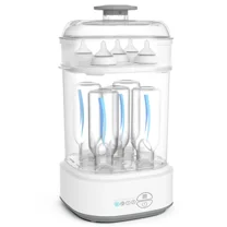 Baby Bottle Steam Sterilizer with Timer for Baby Bottles, Pacifiers, Pump Part,Toys White