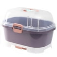 thumbnail image 1 of Baby Bottle Storage Drying Rack, Portable Nursing Cutlery Box Container, Anti-Dust Protect Lid Cover Organizer Drain Board,For Home And Travel Use. (Purple), 1 of 6