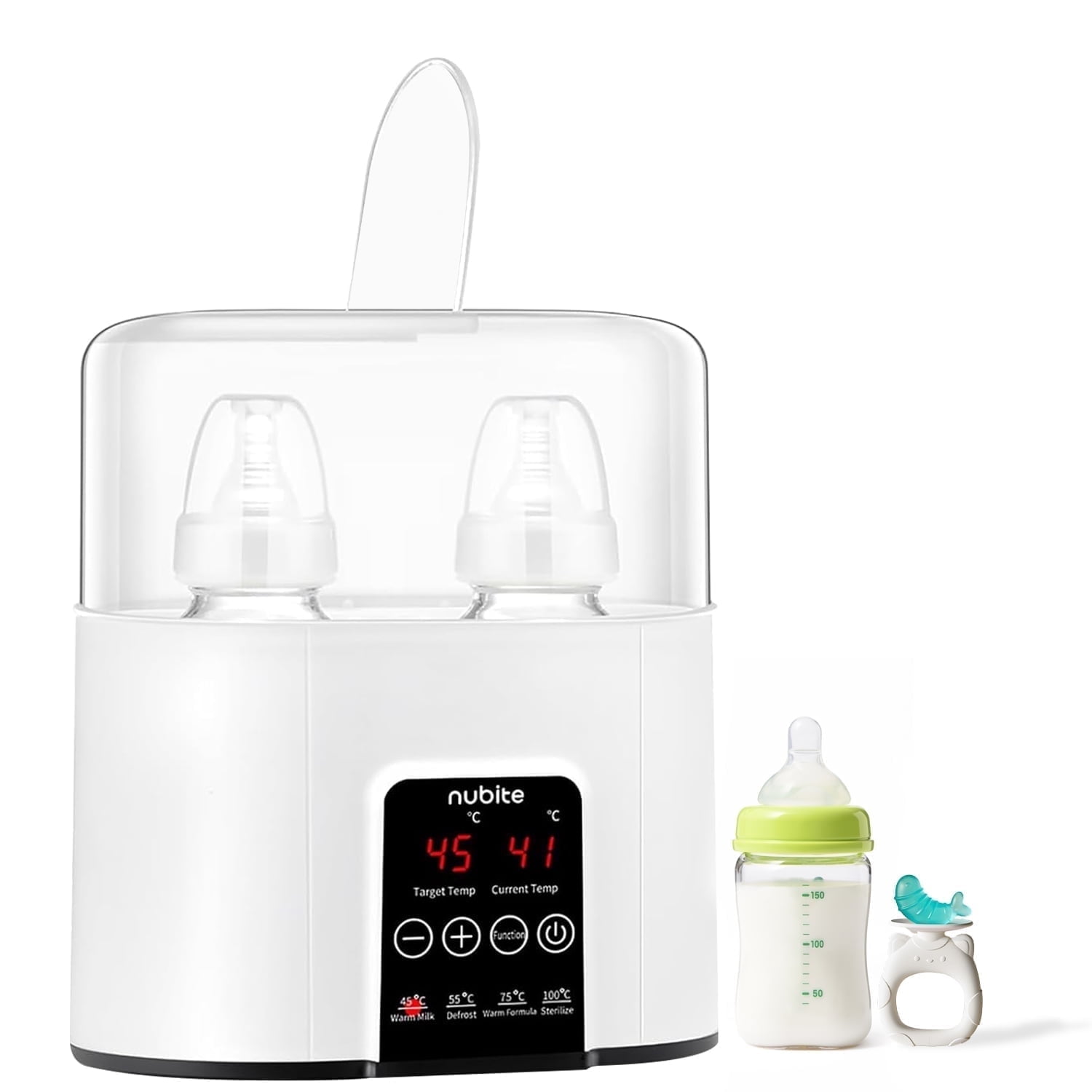 Baby Bottle Warmer - 8 in 1 Fast Bottle Warmer Accurate Temp Control with LCD Display/Timer/Defrost/Keep 24H, Double Bottle Warmer for Breastmilk & Formula, Heat Baby Food