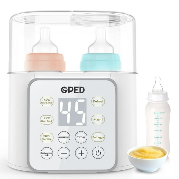 Baby Bottle Warmer, 9-in-1 Fast Food Heater & Defrost, Double Bottle Warmer with Appointment &Timer, 24H Accurate Temperature Control for Breastmilk & Formula BPA-Free/LCD Display