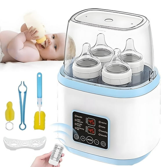 Baby Bottle Warmer, Baby Bottle Warmer and Sterilizer with Timer, 8-in-1 Fast Milk Warmer for Baby Breastmilk, Temperature Adjustment & 24H Constant Heat & Thaw, Baby Food Heater, up to 4 Bottles