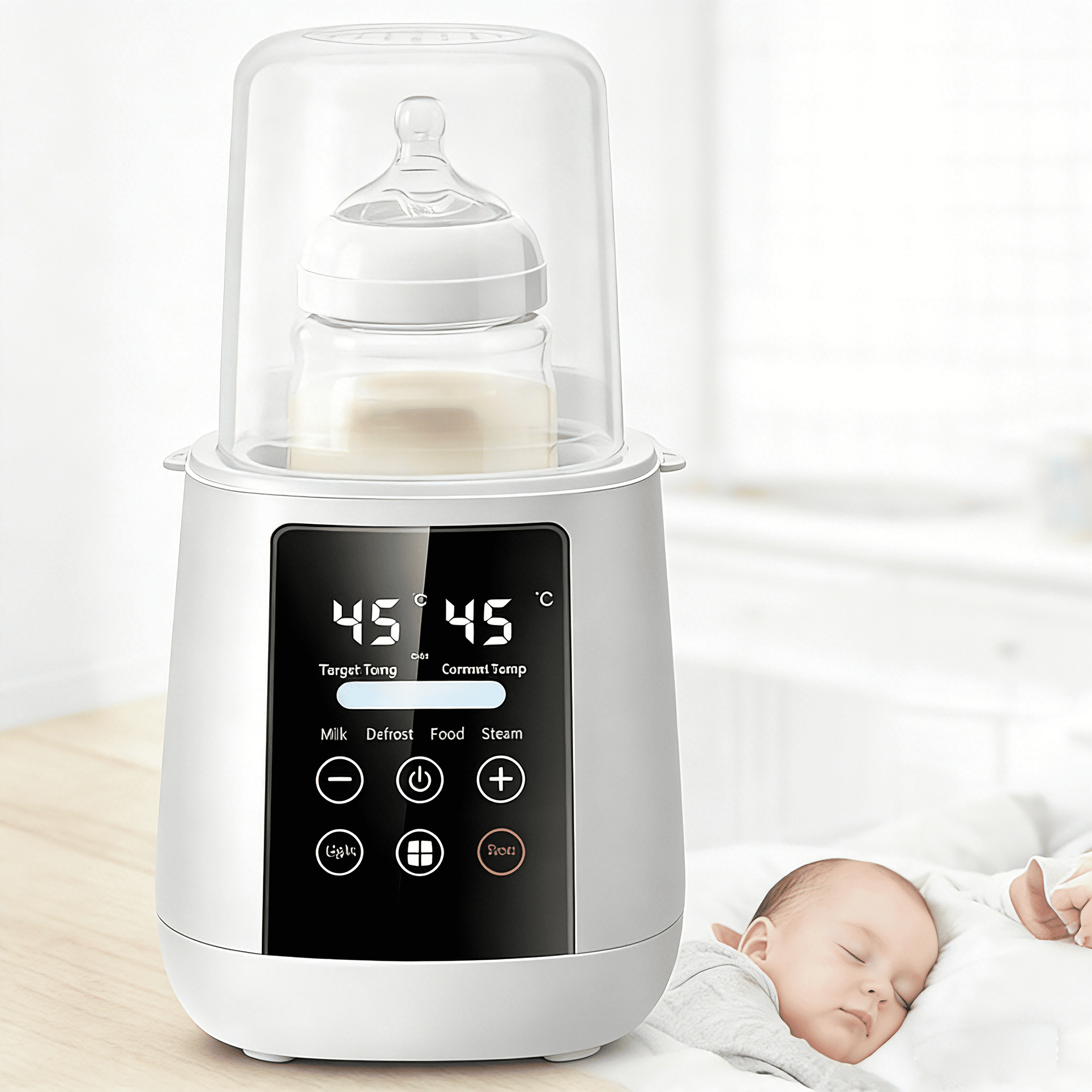 Baby Bottle Warmer, Fast Heating & Defrosting Breastmilk Warmer with Food Warming and Steam Sterilizer, Precise Temperature Control LCD Touch Scree