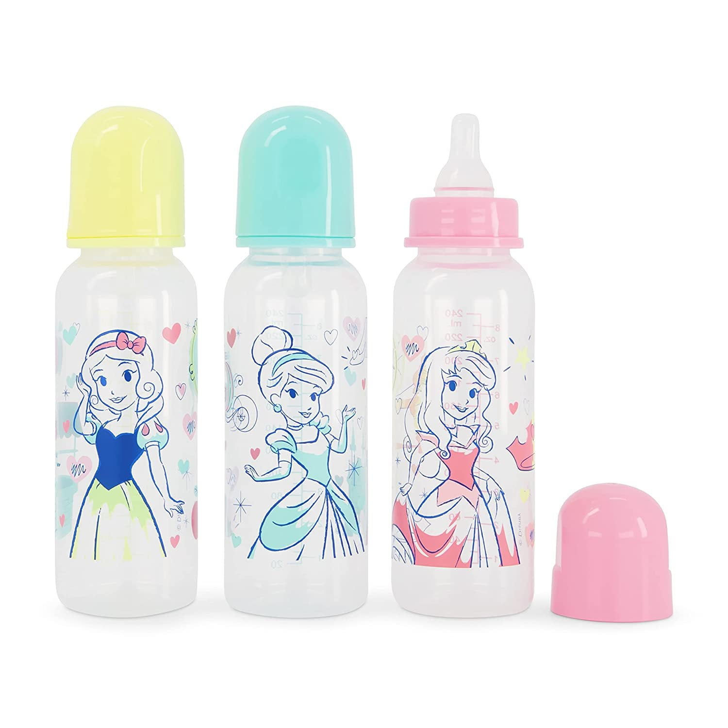Baby Bottles 5 oz for Girls 3 Pack of Disney "Princess" Infant Bottles