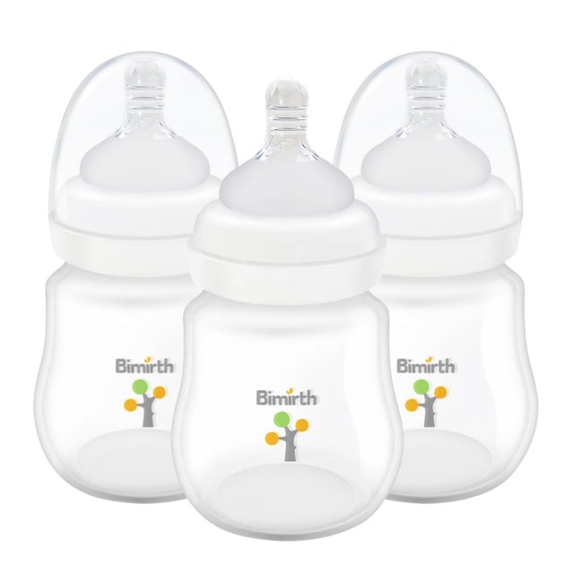 Natural Feeding Infant Baby Bottles for Breastfeeding, AntiColic, Clear, 6oz, Set of 3, Newborn