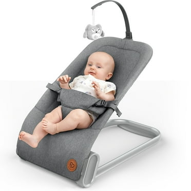 Baby Bouncer Seat for Infants, BabyBond Baby Bouncer with Sturdy Base, Portable Bouncer for Babies with Natural Vibrations (Grey)