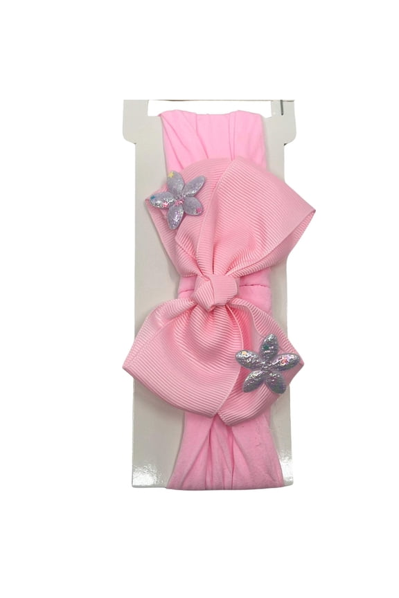 Baby Bow Headband with Shining Silver Stars – Soft Stretchy for Newborns and Infants: 1CT