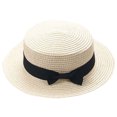 thumbnail image 1 of Baby Bowknot Straw Sun Hat, Breathable Kids Beach Hat for Boys Girls, Adjustable Toddler UV Protection Cap, Summer Gift(One size,Beige), 1 of 2