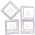 thumbnail image 1 of Baby Boxes With 4 pcs Letters White Clear Balloon Box Blocks for Baby Shower and Birthday Party, 1 of 7