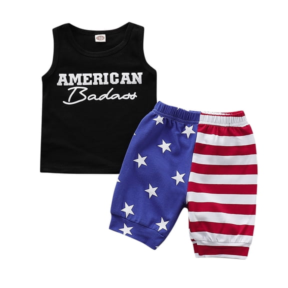 Baby Boy 12-18 Months Pajamas Toddler Baby 4th of July Outfit Boy Girl Oversized T Shirts Shorts Retro American Flag Matching USA Top Clothes