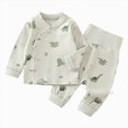 thumbnail image 1 of Baby Boy 2‑Piece Kimono Wrap Pajama Set with Cartoon Print,Fabric Sleepwear with Snaps 0-3 Months, 1 of 9