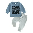 thumbnail image 1 of Baby Boy 2 Piece Outfits 3M 6M 12M 18M 24M 3Y Letter Print Long Sleeve Sweatshirt and Elastic Pants for Toddler Fall Clothes, 1 of 10