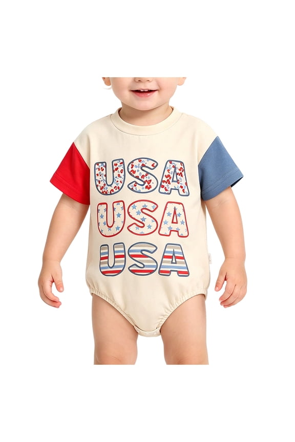 Baby Boy 4th of July Outfit Newborn Bubble Romper 0 3 6 12 18 Months American Flag Bodysuit Fourth Of July USA Summer Clothes