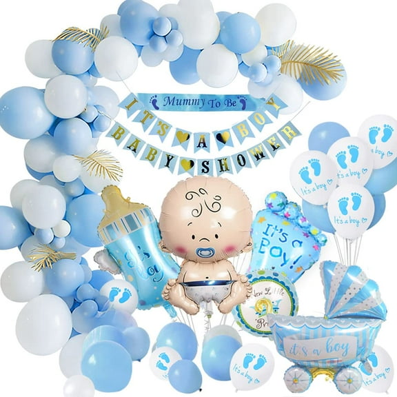 Baby Boy Blue Baby Shower Decorations, Boy Baby Shower Banner, Mummy to Be Sash, Blue Balloons Set, Gender Reveal Party Pack