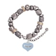 thumbnail image 1 of Baby Boy Blue Heart with Baby Feet Silver Tone Christian Bead Bracelet, 1 of 4