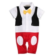 Baby Boy Bowtie Cartoon Photo Prop Romper Onesie 100 / 18-24 شهرًا