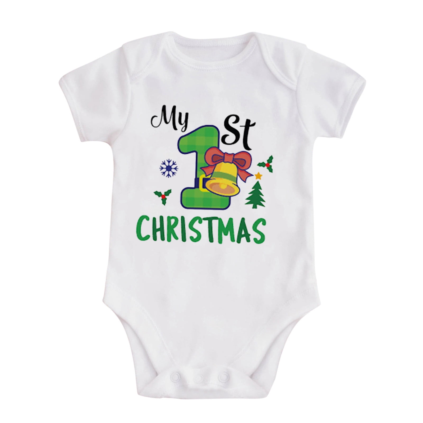 Baby Boy Boys Girls Short Sleeve Christmas Cartoon Letter Print Romper