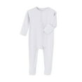 thumbnail image 1 of Baby Boy Bubble Romper Baby Fall Winter Footed Pajamas Long Sleeve Solid Ribbed Jumpsuit Soft Breathable Baby Bubble Romper White 0 Months-3 Months, 1 of 2