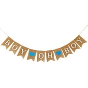 Baby Boy Burlap Banner for Baby Shower Decorations and Gender Reveal Party Blue Heart