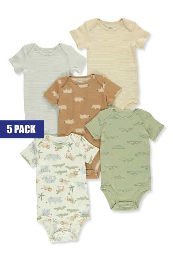 Baby Boy Carter's 5-Pack Short Sleeve Animals Bodysuits Color: Multi Size: 24 MONTHS