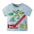thumbnail image 1 of Baby Boy Cartoon Car Tractor Excavator Graphic Pattan T-Shirt Short Sleeve Crewneck Tees Cotton Tunic Spring and Summer Tops Shirt (6-7 Years, Sky Blue), 1 of 3