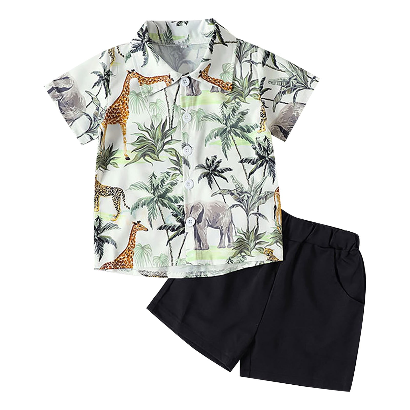 Baby Boys Animal Print “Have a Nice Day” Summer 3-Piece Shorts Set with Cap