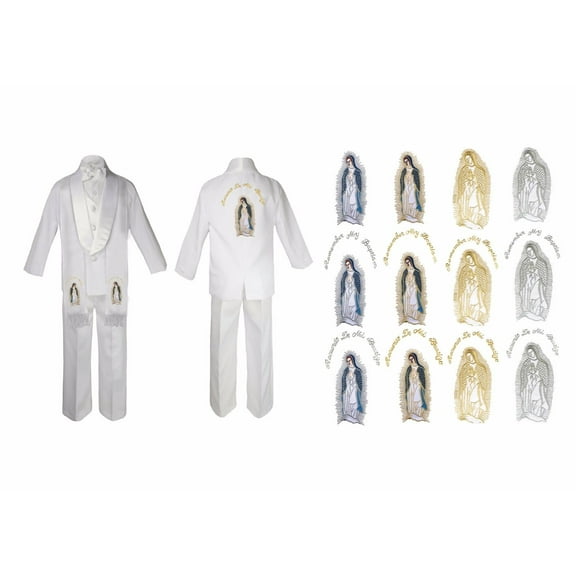 Baby Boy Christening Baptism White Suit Mary Maria Embroidery Stole & Back Sm-7