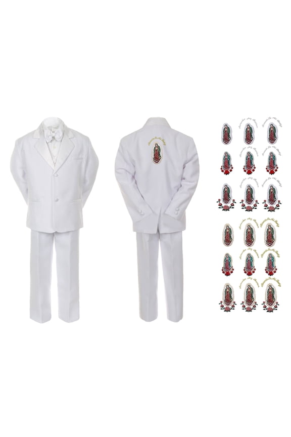 Baby Boy Christening Notch Lapel Suit Silver or Gold Guadalupe On Back SM-20