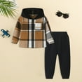 thumbnail image 1 of Baby Boy Christmas Outfit 5T Boy Clothes 6T Boys Clothes Toddler Boys Clothes - Button Plaid Hoodie Jacket & Sweatpants Sets - 2 Pieces Boys Clothes Outfits, 1 of 6