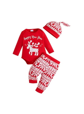 Buy Christmas 4Pcs Outfit Set Baby Girls Boys My First Christmas Rompers(0-3  Months) at