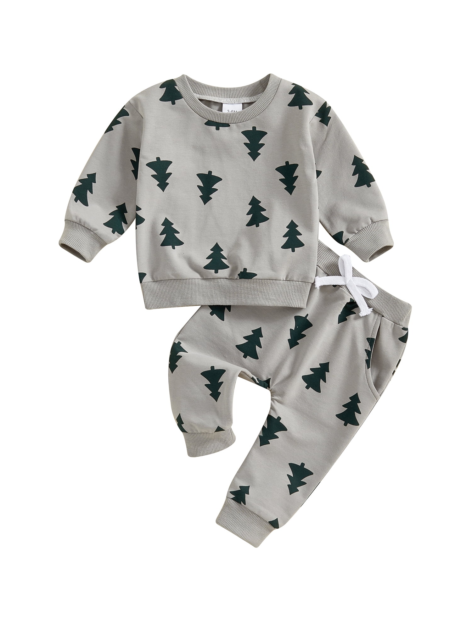 Baby Boy Christmas Tree Outfit Toddler Fall Winter Clothes Long Sleeve