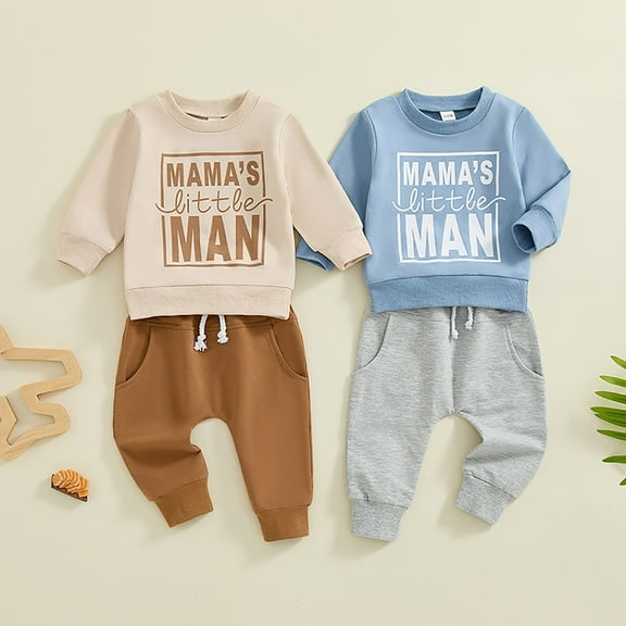 Baby Boy Clothes 0-3 Months Toddler Baby Boy Fall Winter Outfits Letter Crewneck Sweatshirt Casual Pants 2Pcs Clothes Set Toddler Sweatsuit Girl