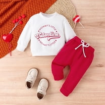 Baby Boy Clothes 12-18 Months Baby Boy Outfits 6-9 Months Summer Toddler Boys Valentine's Day Winter Long Sleeve Letter Prints Tops Pants 2Pcs Outfits Clothes Set Baby Boy Outfits 0-3 Months Holidays