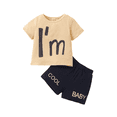 thumbnail image 1 of Baby Boy Clothes 18 Months Baby Boys Summer Short Outfit Sets 24 Months Baby Boys Short Sleeve Letter Tops Elastic Shorts 2PCS Set Yellow, 1 of 6