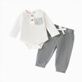 thumbnail image 1 of Baby Boy Clothes 3 6 12 18 Months Ribbed Knitted Long Sleeve Romper and Pants Sets Newborn Fall Splicing Color Outfits, 1 of 7
