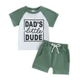 thumbnail image 1 of Baby Boy Clothes 3-6 Months Toddler Baby Boy Summer Clothes Little Dude Letter Short Sleeve T-Shirt Top Soild Color Shorts Outfit 2Pcs Set, 1 of 4