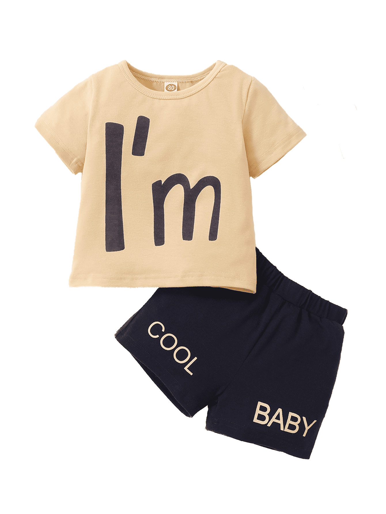 Baby Boy Clothes 3 Months Baby Boys Summer Short Outfit Sets 6 Months Baby Boys Short Sleeve Letter Tops Elastic Shorts 2PCS Set Yellow