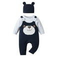 thumbnail image 1 of Baby Boy Clothes Animal Style Long Sleeve Romper + Bear Hat Jumpsuits Outfits Black & White 3-6 Months, 1 of 6