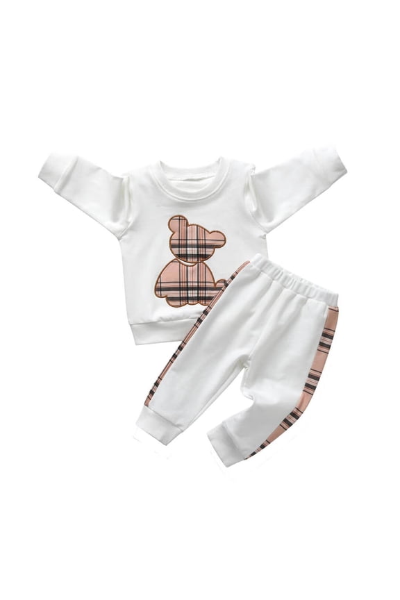 Baby Boy Clothes Animal Style Long Sleeve Tops and Long Pants Set Fall Sweatsuits Outfits White 0-3 Months