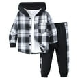 thumbnail image 1 of Baby Boy Clothes Boys Outfits Toddler Boys Clothes Button Plaid Hoodie Jacket & Sweatpants Sets 2 Pieces Boys Clothes, 1 of 9