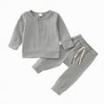 thumbnail image 1 of Baby Boy Clothes Kids Boys Spring Fall Button Front Long Sleeve Drawstring Pants 0 6 12 18 24 Months 2T 3T Everyday Outfit Set 2Pcs, 1 of 7